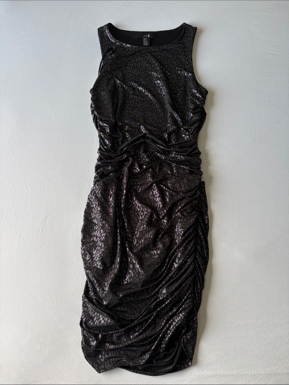 Forever 21 Black Shimmery Ruched Dress